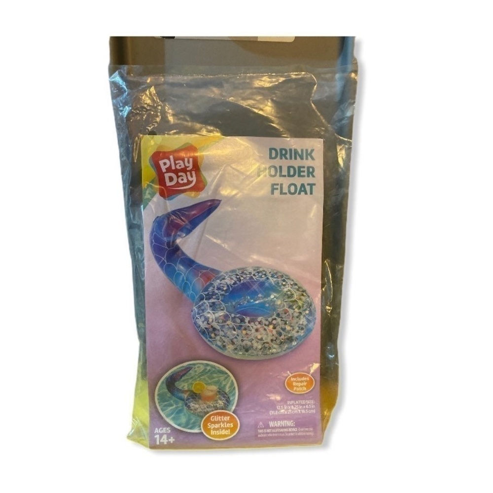 Playday Drink Holder Float Mermaid Tail W/ Glitter